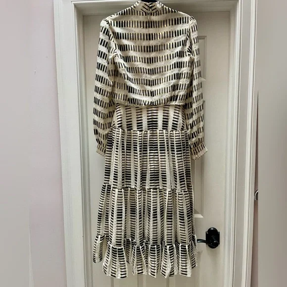 $1023 New Saloni ISABEL B TIERED FIL COUPÉ SILK-BLEND GEORGETTE MAXI DRESS - Picture 7 of 11